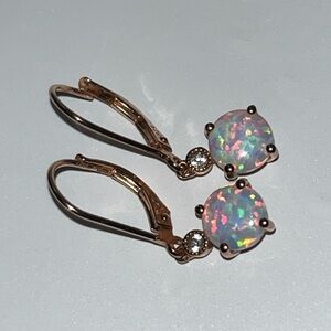 925 rose gold plated opal earrings